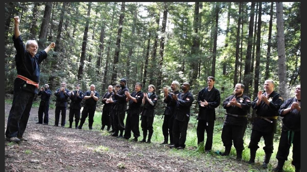 IBDA Bujinkan students training outdoors